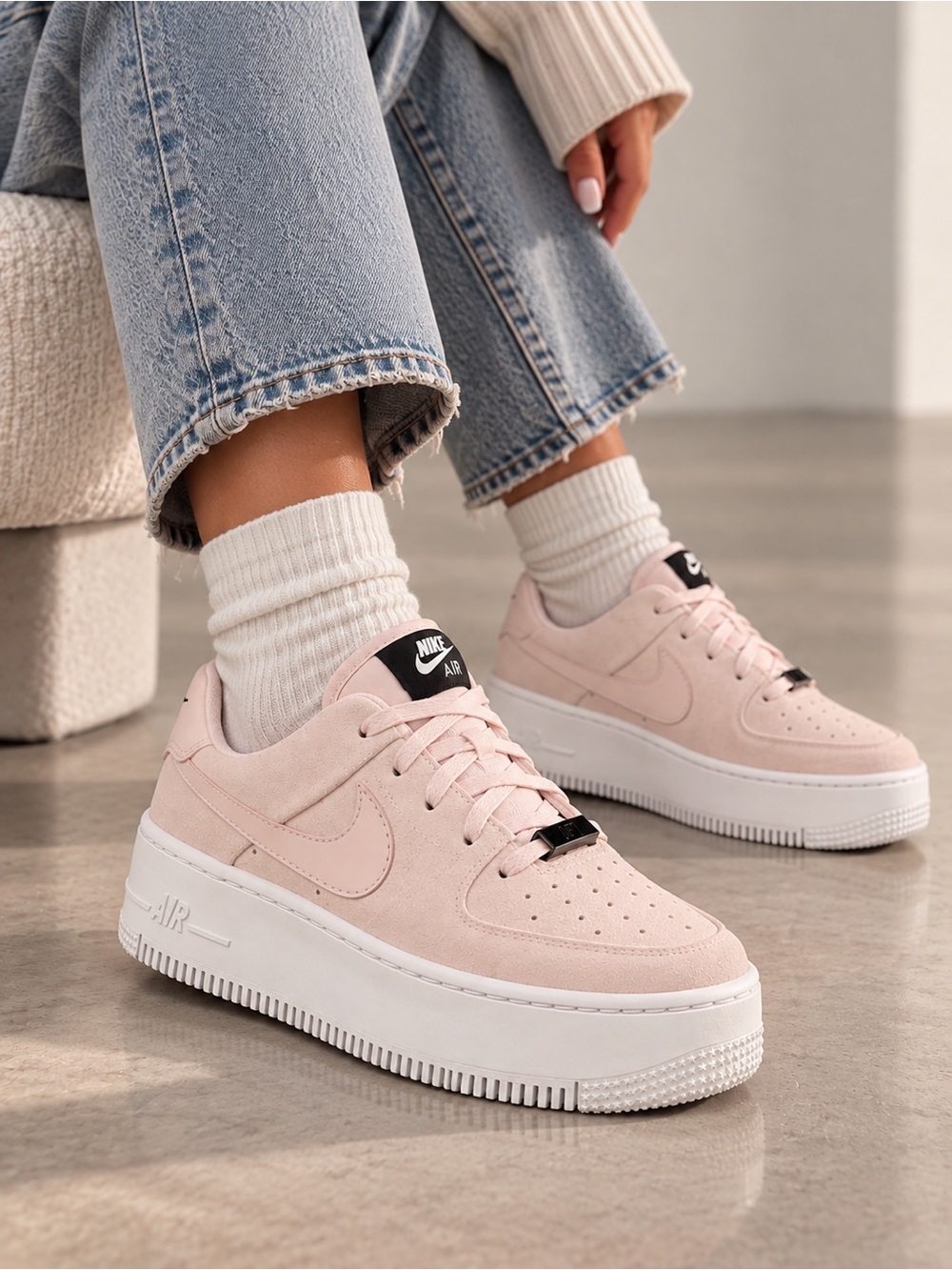Nike Air Force 1 Sage Low Barely Rose Platform Sneakers Women’s 6.5